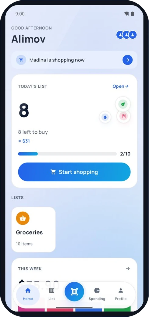 Kupio home screen